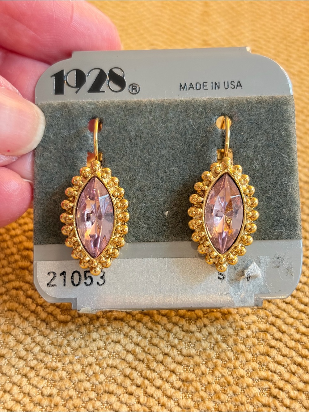 1928 pierced earrings new on card